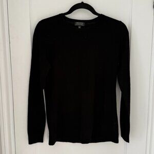 Lord & Taylor 100% Merino Wool Black Long Sleeve Sweater